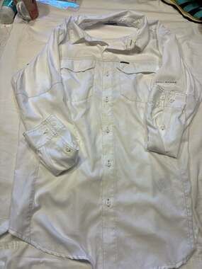 Columbia PFG Bahama II Long-Sleeve Button-Down Fishing Shirt White